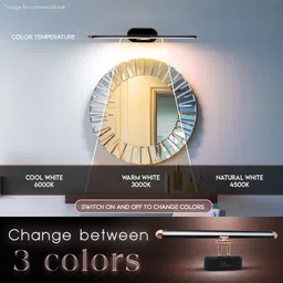 Murphy 6W 3-in-1 Color Chnaging Black Rose Gold Finish LED Mirror Picture Wall Light,Bathroom Vanity Led Mirror Light with 2 Year Warranty (Cool White/Warm White/Natural White)-Pack of 1 image 4