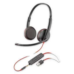 Poly by Plantronics - Blackwire 3225 USB-A Wired Headset - Dual-Ear (Stereo) Wired Over Ear Headphones with Mic - Connect to PC/Mac via USB-A or Mobile/Tablet via 3.5 mm Connector (209747-22) image 1