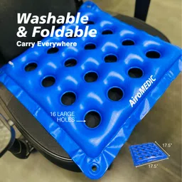 airomedic AiroWAFFLE Waffle Cushion for Pressure Sores Chair from, Inflatable Air Cushion for Pressure Relief with Pump - Blue (17.5x17.5 Inches) image 5
