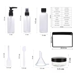 le chiic Leak Proof Portable Toiletry Empty Sprayers Bottle Containers Set 11-Pcs | Cosmetic Toiletries Travel Pouch Refillable Spray Bottles Kit for Lotion Body Wash (‎Black) image 2
