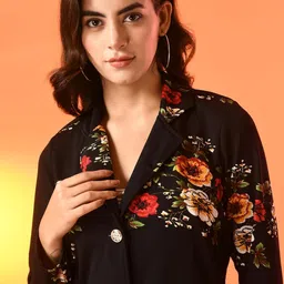 iuga Women Jacket Style Full Sleeve Flower Print Blazer image 3