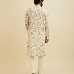 manyavar Men's Linen Blend Floral Print Kurta(1pc) image 5