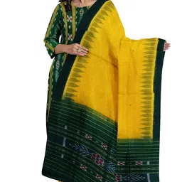 bthikiri Odisha Sambalpuri Handloom Women's Ikat Cotton Ethnic Dress Material Set Unstitched salwar suit for Women's image 1