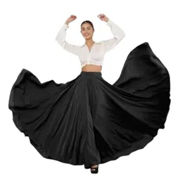 jyeshta Women's American Crepe Blooming Flared Long for Traditional Stitched A-line Flare Skirt for Girls with 12 Meter Flare 40inch Height image 1