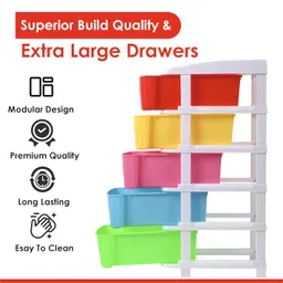 Kuber Industries 5-Layer & 92 Ltr Plastic Drawer Storage Organiser | Modular Kitchen Cabinet & Toy Organizer For Kids Room | Multicolor image 4