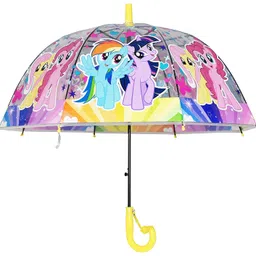 chaatewala ™ Pony Cartoon Horse Transparent Children's Dome Umbrella / Kids Umbrella / Multicolour image 2