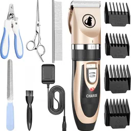 MARGI ENTERPRISE Unisex Dog Hair Trimmer, Rechargeable Cordless Electric Quiet Hair Clipper Grooming Kit Set, Professional Pet Hair Trimmer Long Short Hair Shaver for Dogs Cats Pets (Dog Trimmer Kit) (Pets trimer Kit) image 1
