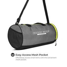Urban Wolf 26L Gym Duffle Bag | Unisex Grey & Green Zipper | Separate Shoe Compartment | Quick Access Pocket | Durable Polyester | Multi-Functional Sports & Travel Bag | Dimensions 49x23x23 cm image 4