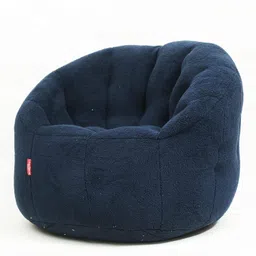 couchette Couchette® Papillon XXXL Filled Bean Bag Chair in Navy Blue Sherpa (Filled with Beans, Wool) image 1