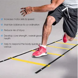 Fitfix® Super Speed Agility Ladder - Track and Field Sports Training for Football & Any Sports - 2 Meter, Flat and Lightweight - Adjustable 5 Yellow Rungs image 2