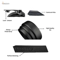 niddleman Men Vegan Leather Belt for Men, Formal/Casual,Autolock,Black | (Fit on up to 42 Inches Waist size) image 2