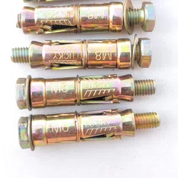 Wall Anchor Fasteners Expansion Screws for Concrete Walls Mounting Shelves Cabinets - (Color - Gold) Size - 6MM (Pack of - 6) image 4