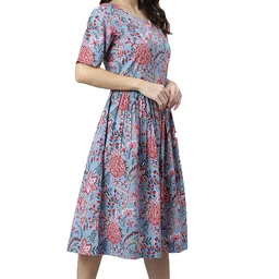 janasya Women's Fit and Flare Knee Length Dress image 4