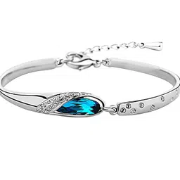 om jewells Crystal Jewellery Combo Of 5 Rhodium Plated Adjustable Alloy Bangle Bracelet for Girls & Women CO1000302 (Multicolor) image 4