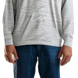 twiste Men Angora Wool Striped Knit Sweater, Grey, Half Zip-Up Collar, Graphic Print Full Sleeve Woollen Jersey Warm Winter Wear Pullovers for Men (in, Alpha, XL, Regular, Grey) image 2