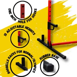 HASHTAG FITNESS Barbell Rack Squat Stand Power Rack with j Hooks for Home Gyms & Fitness equipments Squat Rack Capacity up to 300kg image 3