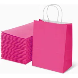 Aakriti Gift Bag Kraft Paper Bags With Handle For Birthdays, Weddings, and Parties Colorful, Durable, and Stylish Gift Packaging Bags, Perfect For Special Events 9.8 X 8 X 3.15 Inch (Dark Pink, 10) image 1