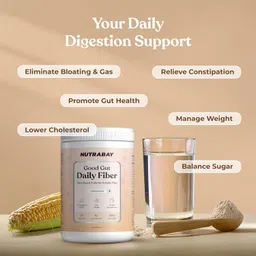 Nutrabay Good Gut Daily Fiber - 200 gm | 33 Servings | Unflavoured | Weight Management, Manages Sugar Control, Bloating, Constipation & Acidity Relief | Plant Based Prebiotic Soluble Fiber image 2