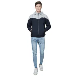 burdy Men's full sleeve solid navy color jacket image 5