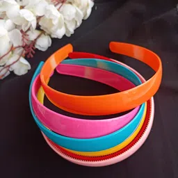 redchimes Multicolor Simple Fancy 20 mm Wide Plastic Teeth Comb Shine Hair Bands Hair Accessories For Girls and Women (Pack Of 12) image 5