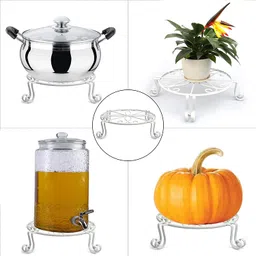 aafiya handicrafts AAFIYA HANDICRAFTS® Rust-Free Metal Plant Stand Gamla Stand Flower Pot Holder for Indoor & Outdoor Use Pack of 3 image 5