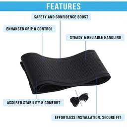 kingsway KINGSWAY® Car Steering Wheel Cover Sewable Compatible with Toyota Innova Crysta (Year 2015-2021), Top-Notch PU Leatherite, Black Color with Black Thread, Pack of 1 with Sewing Needle and Thread image 2