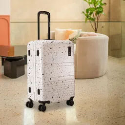 nasher miles Venice Hard-Sided Polycarbonate Check-in Terrazzo Printed Luggage 28 inch | 75cm | 8 Wheels Large Trolley Bag for Travel | Suitcase (Black) image 4