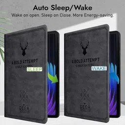 Robustrion Cover for Xiaomi Mi Pad 7 Cover Case, Deer Pattern Flip Case Cover for Xiaomi Mi Pad 7 11.2 inch, Support Auto Sleep Wake - Black image 3