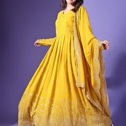 fashion basket Faux Georgette Sequins Anarkali Dress for Women image 5