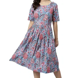 janasya Women's Fit and Flare Knee Length Dress image 2