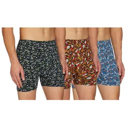 rupa frontline Printed Trunk for Men, 100% Cotton Material, Inner Elastic, Pack of 3 Assorted image 1