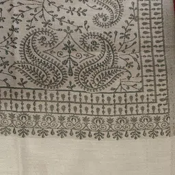 Men's Kashmiri Stylish Woolen Jamawar Ambi Design Shawl, Stole for Men| Perfect for Winter and Gifts [SIZE:40X80 Inches] FAWN-GREEN image 4