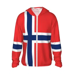 parknotes Flag of Norway Summer Sun Protection Hoodie Jackets, Long Sleeve Sun Shirt Zip Front Rash Guard Sunblock Jacket image 1