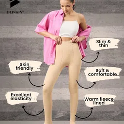 blinkin Soft Touch Thermal Skinny Tights For Women - Ultimate Warm Fleece Leggings For Women, Thermal Winter Tights, Free Size (26Inch Waist To 34Inch) image 2