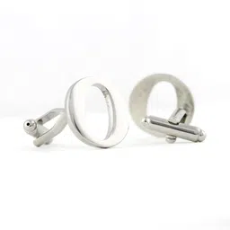 peluche Silver Coloured Alphabet Cufflink (Letter O) image 2