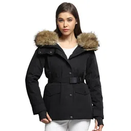 monte carlo Womens Solid Black Collar Neck Full Sleeve Jacket image 1