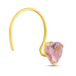 maji by GEHLOT String Heart Shape Diamond | Pure Gold | Taar Nose Pins Studs For Women And Girl image 3