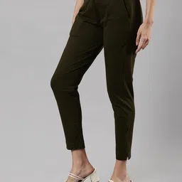 femmora Comfortable Fit Smart Pant, Soft and Breathable Cotton Fabric with Front Zip Button Closure and 2 Functional Pockets, for Women, Pack of 1 image 2