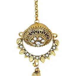 zaveri pearls Gold Toned Glittering with Diamonds Borla Maang Tika for Women - ZPFK5623 image 3