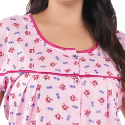 anglina Women's All Over Printed Open Front Full Cotton Blend Nighty/Maxi/Nightgown/Nightwear WSR-142 image 3