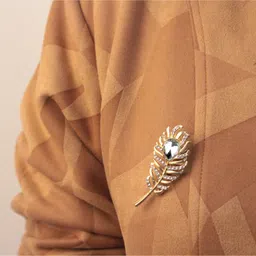 panjatan Bright Tail Feathers Stone Stud Brooch for Women and Girls for Saree, Dupatta, Suit and Hijab Pin. image 5