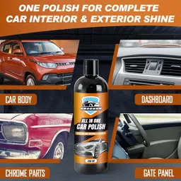 Groommm All In One Car Polish Kit 250ML For Exterior & Interior Surface | Suitable For All Metal, Plastic & Rubber Surface | All Paint Friendly Bike Polish For Shine | Tyre Polish & Car Wax | Pk Of 1 image 2