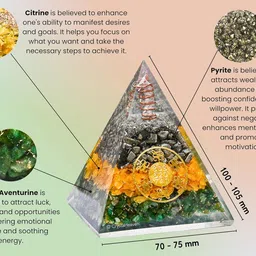 crystal heaven Money Magnet Pyrite Pyramid Vastu for Home - Certified Pyrite Citrine Green Aventurin Stone Original Pyramid with Zibu Symbol - Vastu Pyramid for Pooja, Financial Growth & Positive Energy image 3