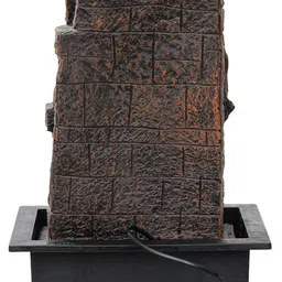 Idalia Homes Polyresin Golden Brown Ganesha Idol Table Top Indoor Front Curtain Waterfall Fountain for Home Decor with Yellow LED Lights & Speed Controller Pump image 4