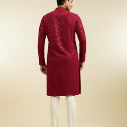 diwas by manyavar Men's Viscose Chikankari Sequined Kurta (1pc) image 5