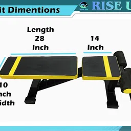 RISE UP 5 Sitting Positions Adjustable Double Foam 4/2 Frame Bench- Incline /Decline / Flat (250 kg, Black Yellow) image 3