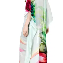 silksutra Silk Sutra Women's Ethnic Wear Elegant Multicolor Silk Maxi Dress – Silk Sutra Women's V-Neck, Free Size, 3/4 Sleeves Nightgown (STC-SILK-KAFTAN-176) image 2