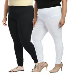 deepra creation Women Cotton Lycra Full Length Plus Size Leggings | Jumbo Ruby Cut Churidar Leggings Combo image 1