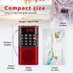 PRUNUS J-328 Mini Portable Pocket FM Radio MP3 Walkman Radio with Recorder, Lock Key, SD Card Player, Rechargeable Battery Operated(NO AM) image 3