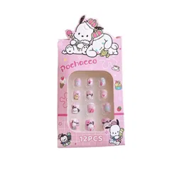 adornish 36 Pcs Kawaii Girls Press On Nail Set - Cute Sanrio Kuromi Kids and Cinnamoroll DIY Nail Art - Pre-glue Girls Kawaii Nails Edit image 2
